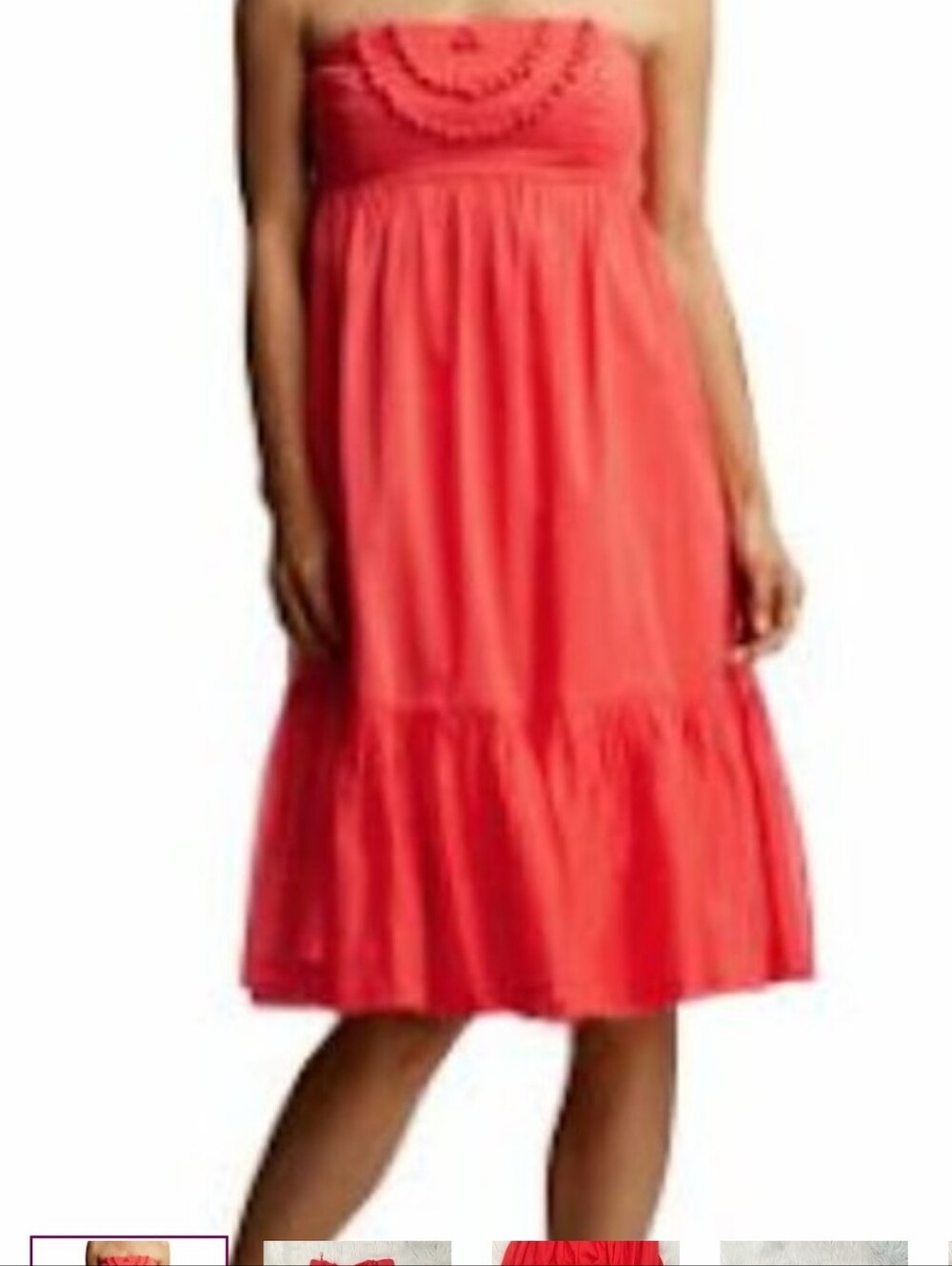 GAP Orange Sleeveless Dress with Gathered Bodice